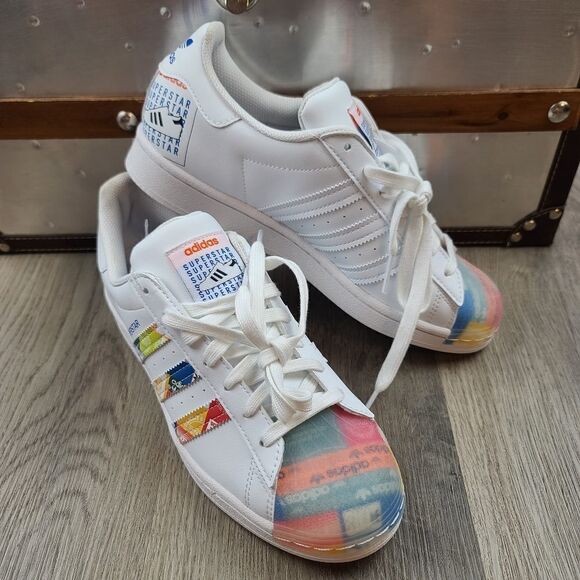 NWOB Adidas Superstar Multicolor Sneakers size men 8.5 women 9.5 - Picture 1 of 12